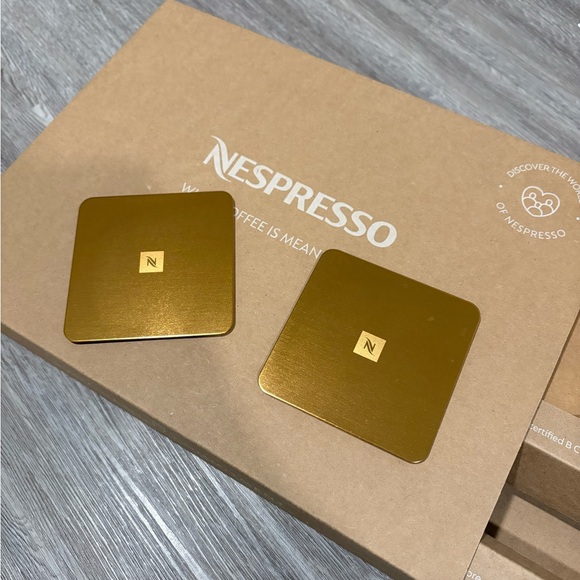 Nespresso Gold Aluminum Coasters - Picture 1 of 2